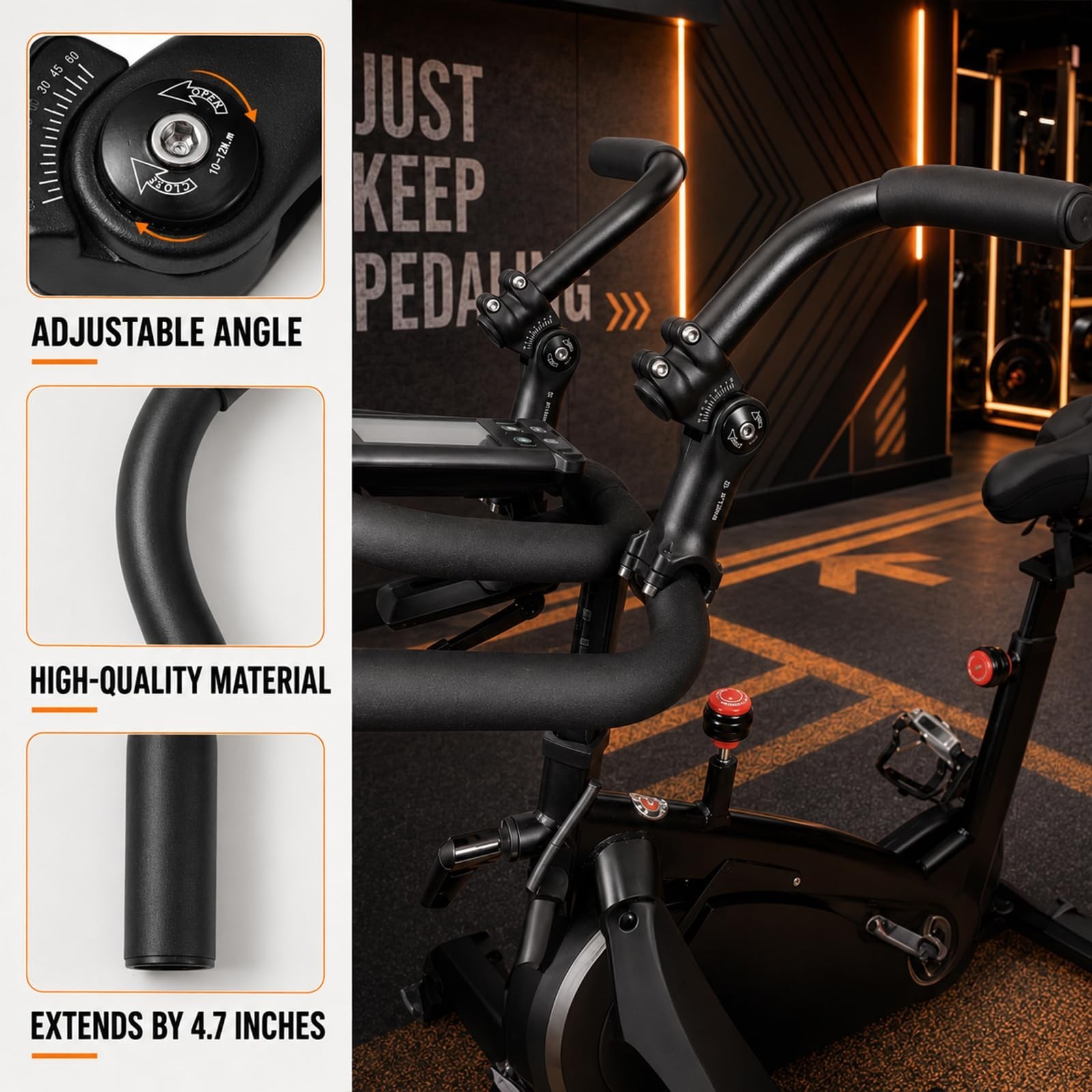 Adjustable Handlebar Extender for Indoor Exercise Bikes – Comfortable Grip & Pho