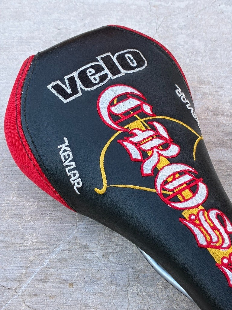 NOS Velo Crossbow Embroidered Road MTB BMX Saddle | CrMo Rails