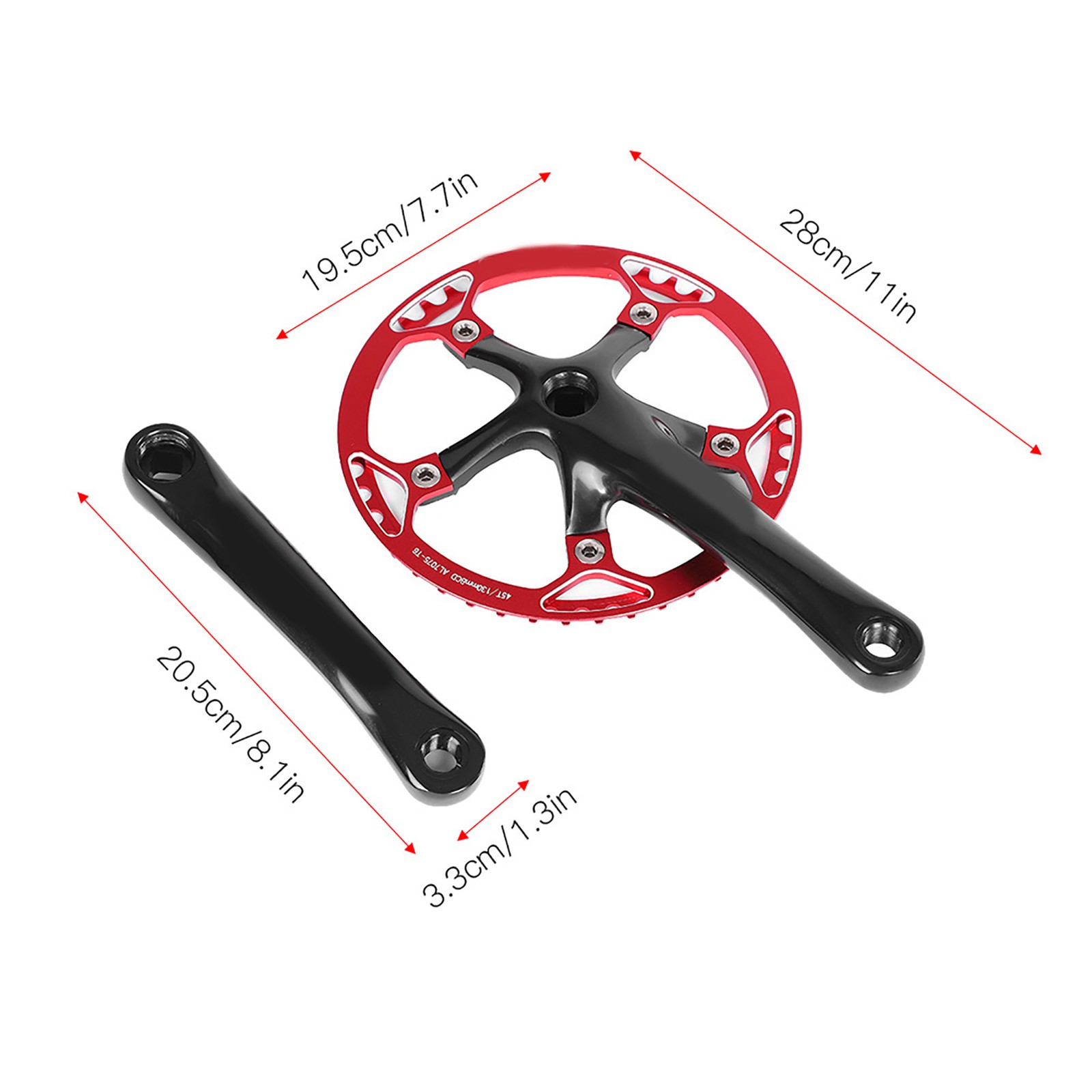 Meijun Bike Crankset 170mm Bicycle Chainwheel Chain Set 45T 47T (black Red