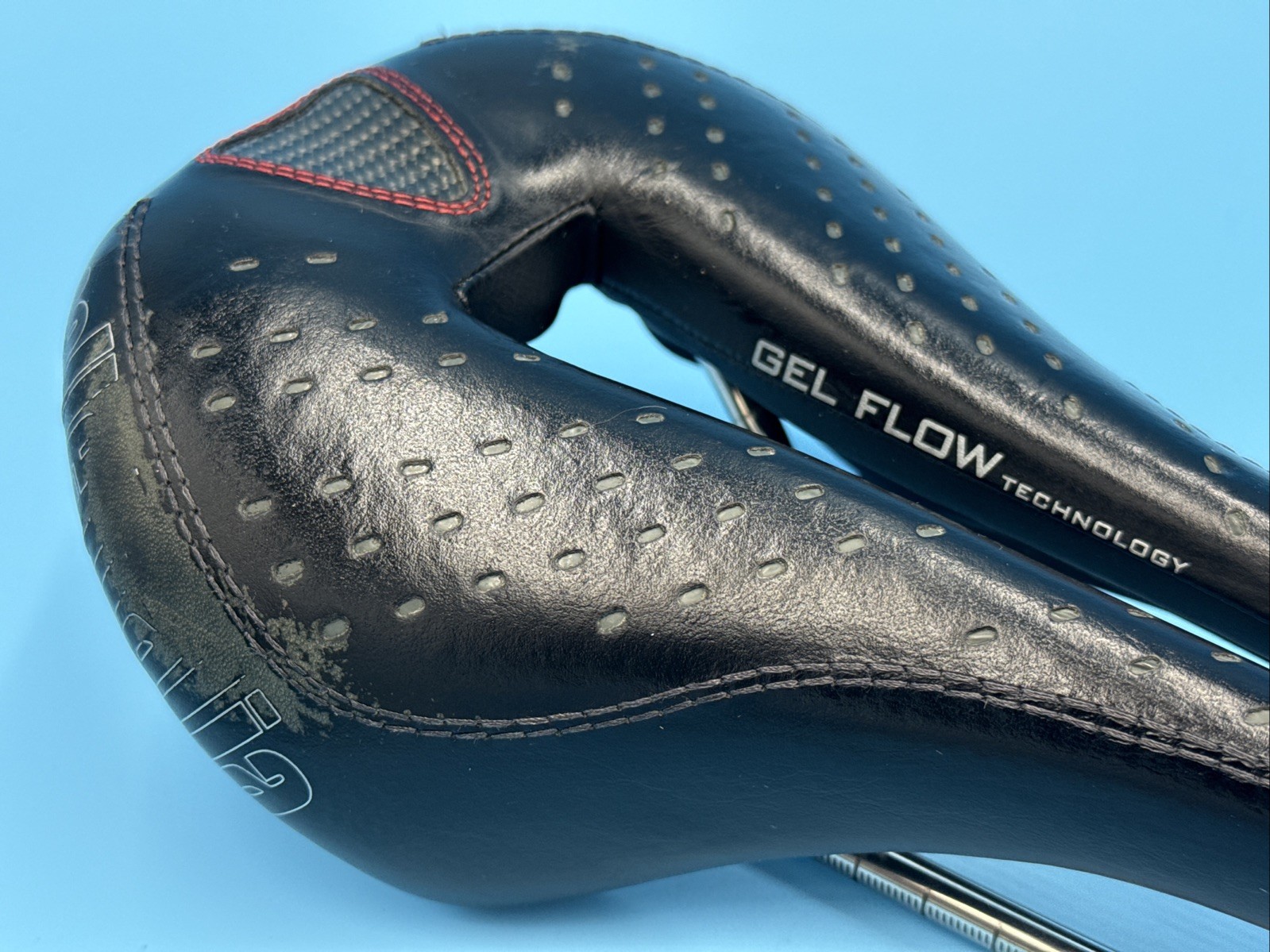 Selle Italia Max Flite Gel Flow Perforated Black Leather Saddle Vanox Rails L3