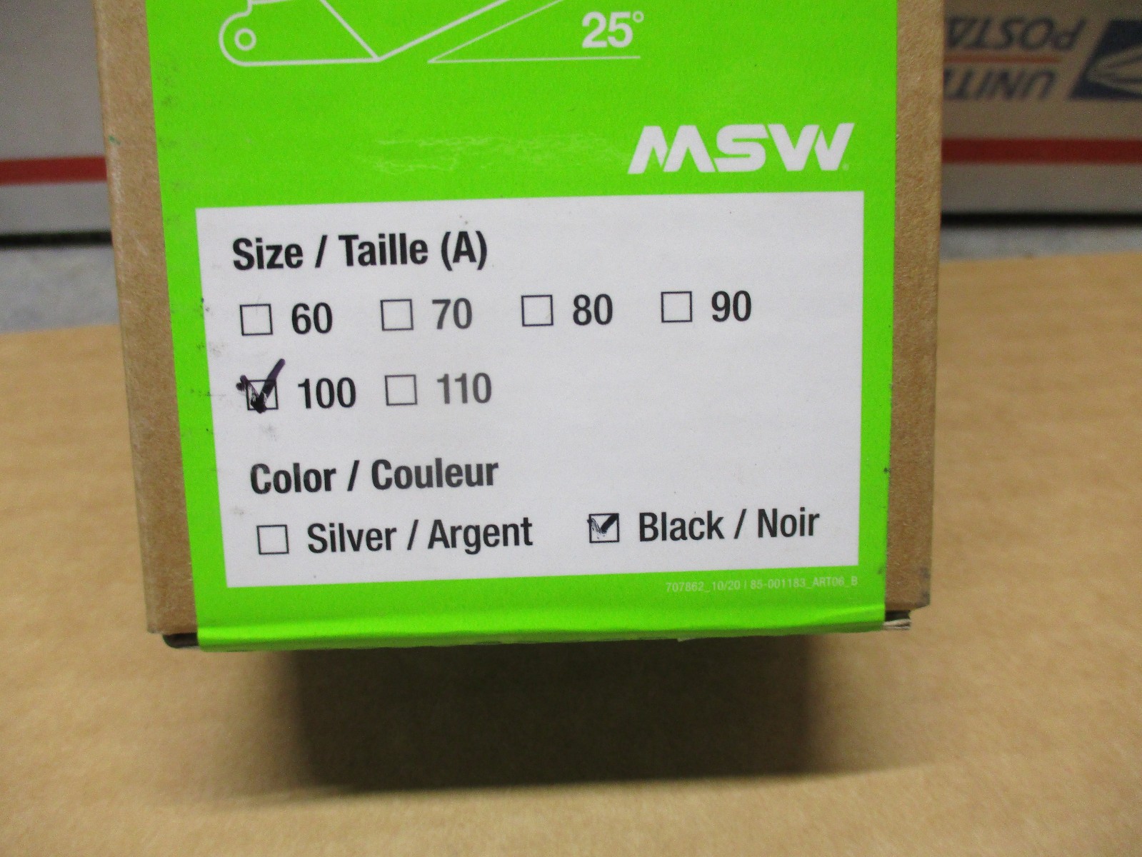 MSW Stem Length 100mm / Clamp 31.8mm / 25 Degree / Steerer 1 1/8 in Black MTB
