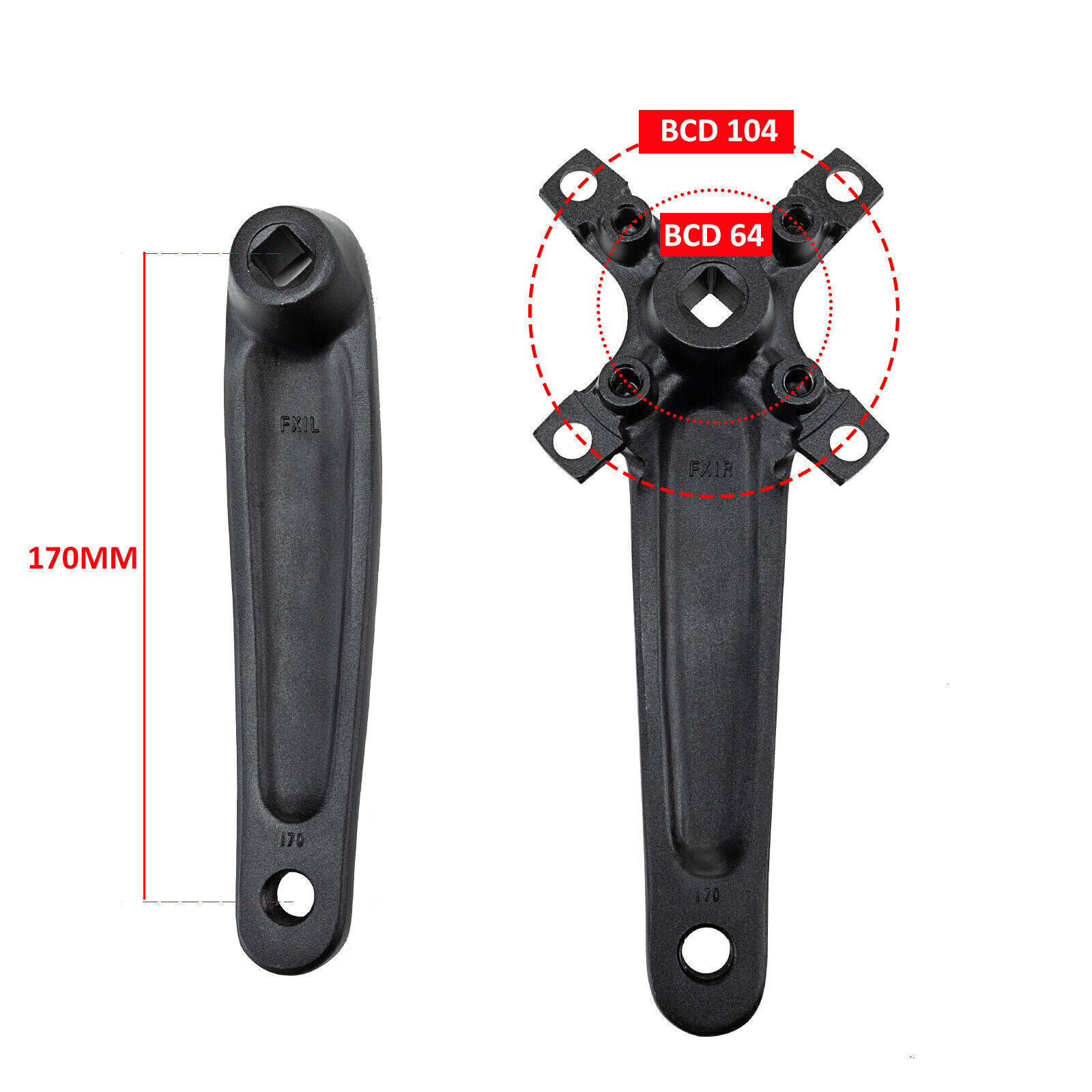BUCKLOS Double/Triple Speed Crankset 170mm 22-44T Bike MTB Chainring for Shimano