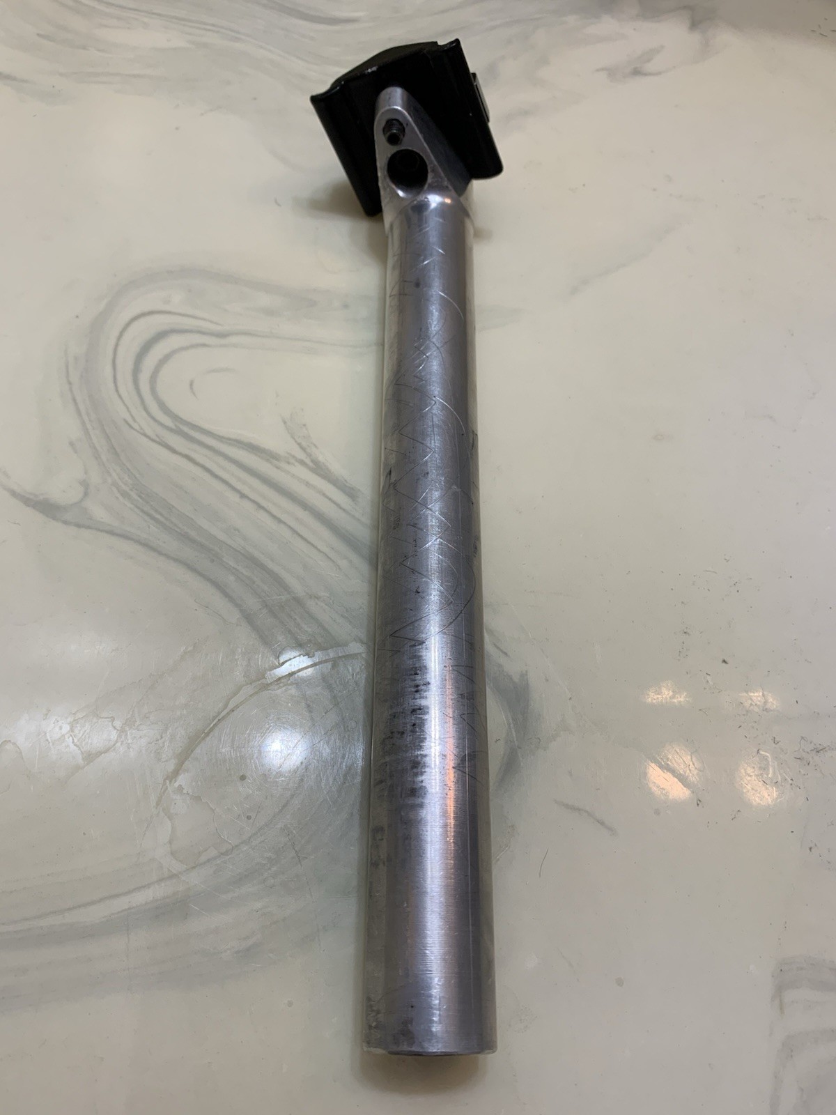 Vtg 1990s 27.2 American Classic Seatpost 20mm Setback Silver/Black 255mm Tilt