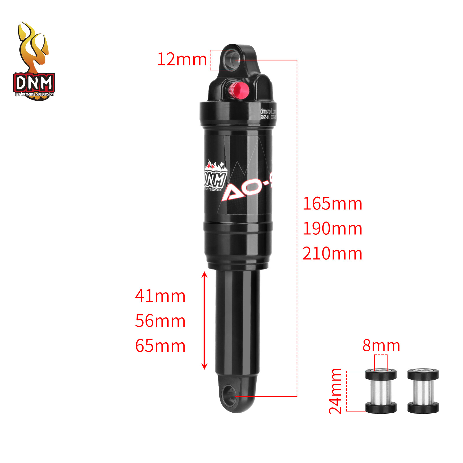 DNM Bike Air Shock Suspension XC/City/E-Bike Bicycle Rear Shock 165/190/210mm