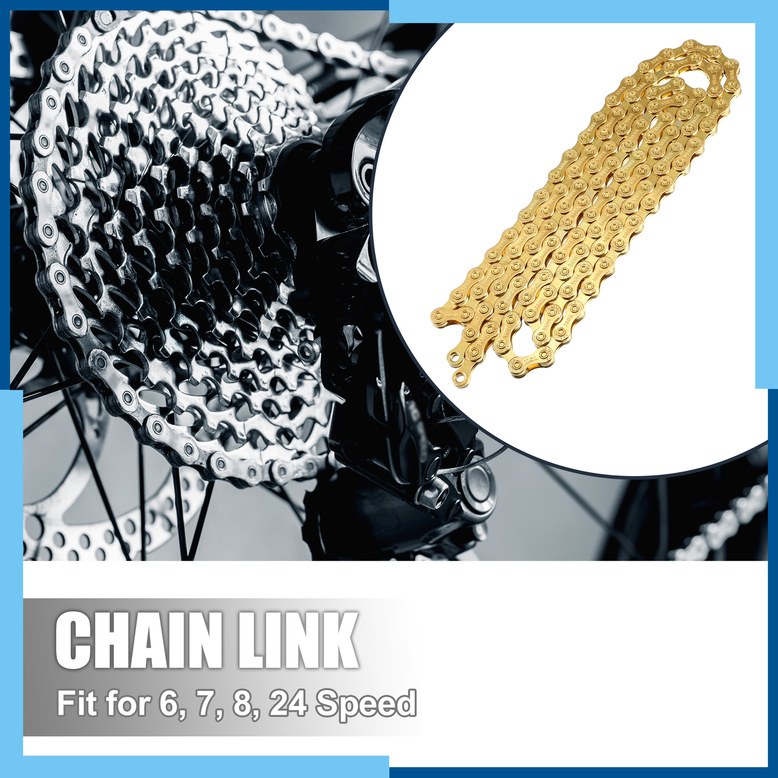 Pack (1) 11 Speed 116 Links Speed Chain for Bicycle Bike MTB Metal Gold Tone