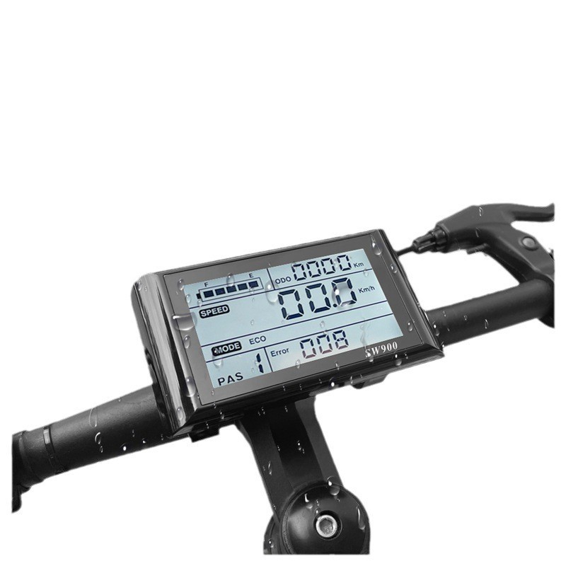 E-Bike SW900 LCD Display 24V/36V/48V/60V LCD Meter Panel Display WP Plug.