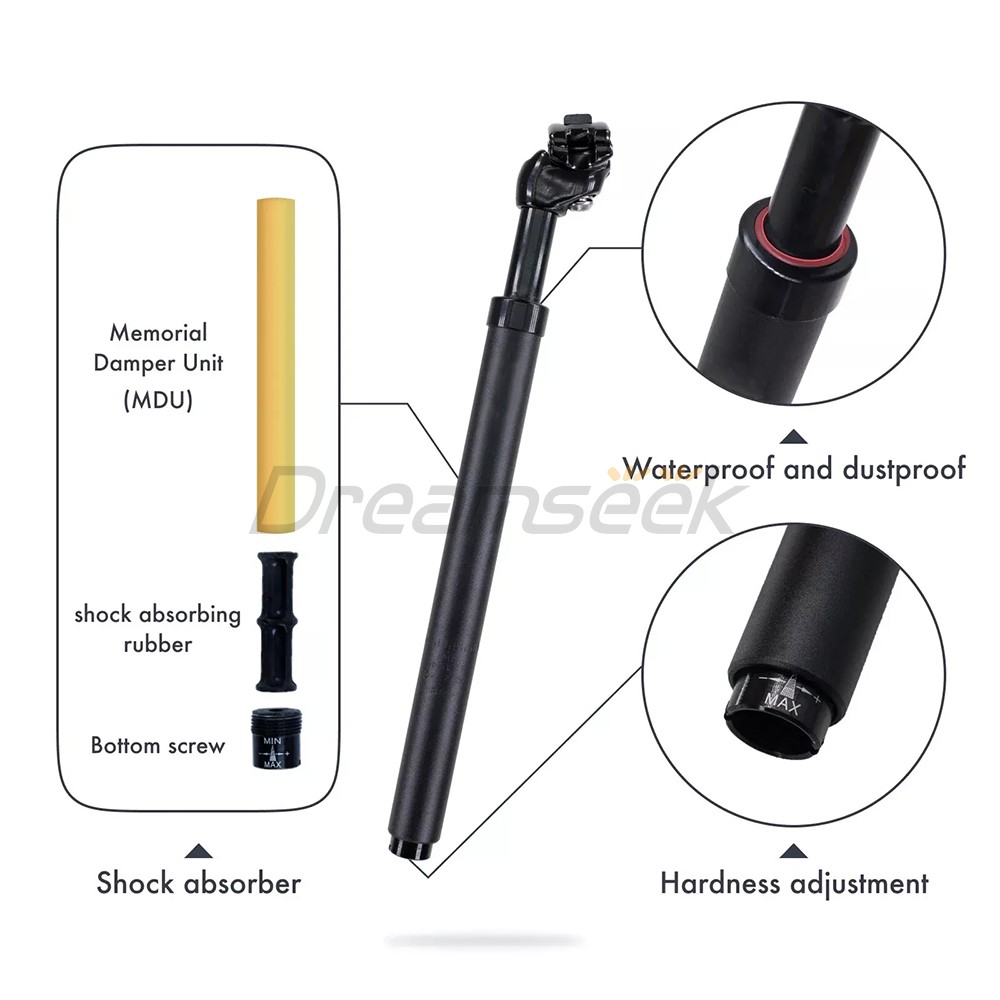Bike Suspension Seatpost 27.2/30.9/31.6mm Seat Post Adjustable Road MTB Bicycle