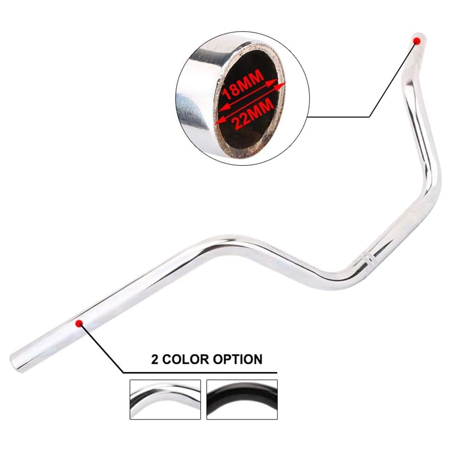 7/8″ Chrome Motorcycle Drag Style High Rise Tracker Handlebars Universal Fit