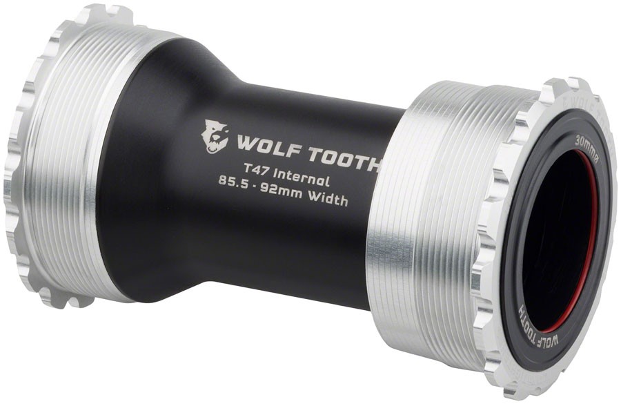 Wolf Tooth Bottom Bracket – T47 Inboard, 85.5/92mm, For 30mm Spindle, Raw Silver