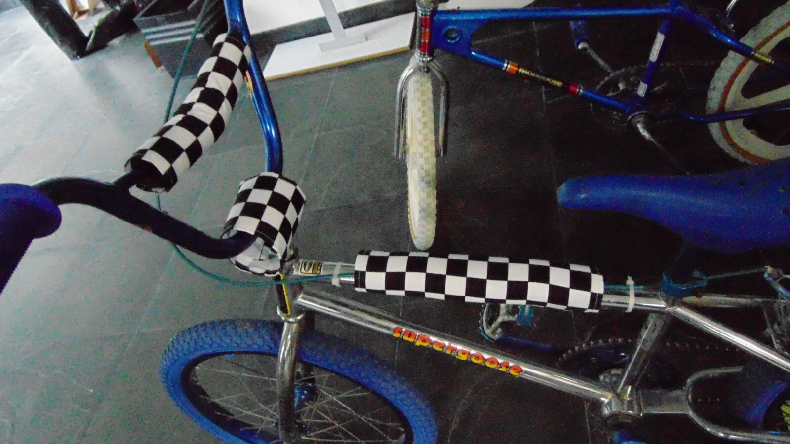 CHECKERED FLASH OLD SCHOOL CLASSIC BIKE BMX PAD SET STEM HANDLEBAR TOP TUBE PADS
