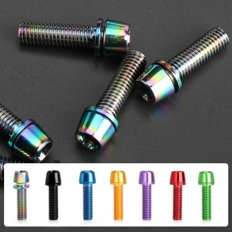 6pcs Bike Handlebar Bolts M5x18 Titanium Plated Stem Screw MTB Set