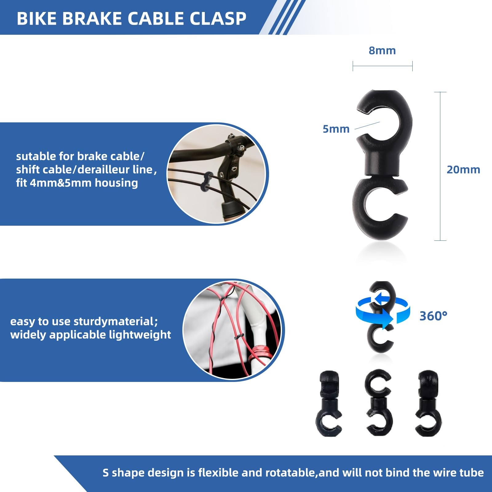 Bike Cable End Caps, Clasps, as shown in the figure, Silver, Black