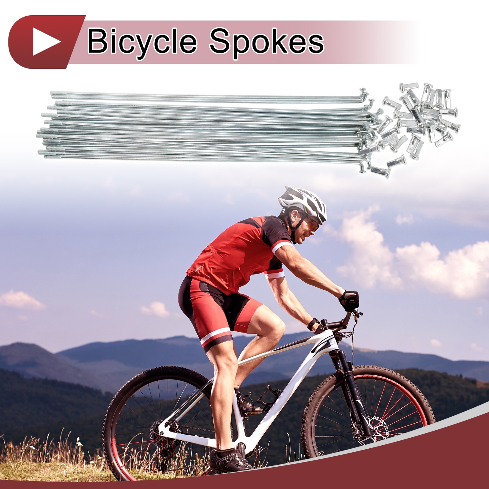 12G Bicycle Spoke 220 mm Bike Wheel Spoke Carbon Steel Galvanized Silver Tone