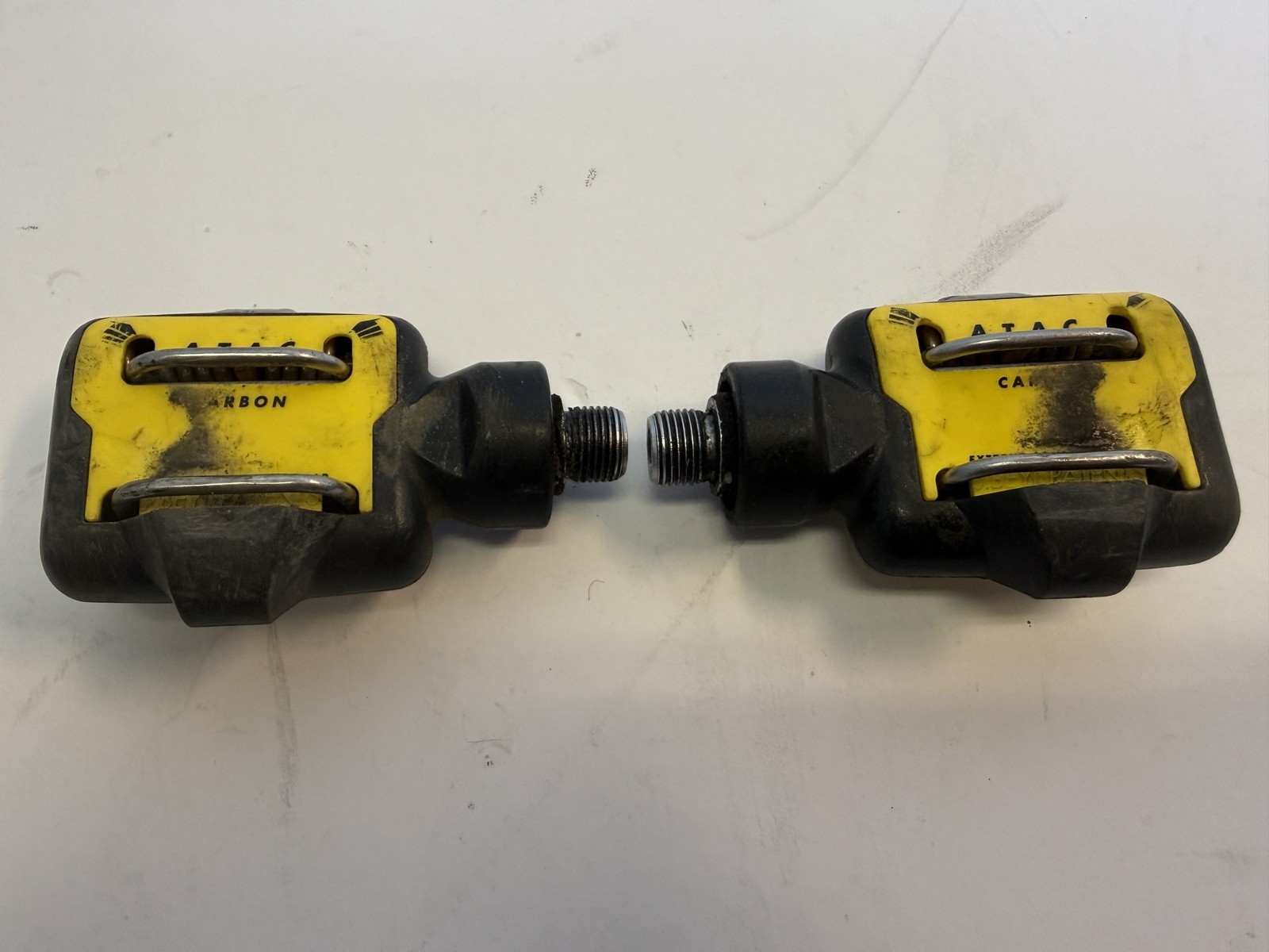 Vintage Time ATAC Clipless Pedals Yellow 9/16 In MTB Mountain Bike 90s ATB