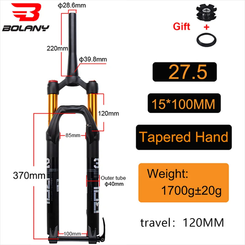 27.5/29inch Mountain Bike Thru Axle Rebound Adjustment Boost Suspension Air Fork