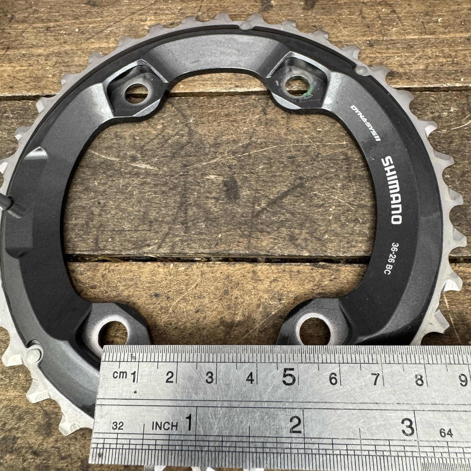 Shimano 36T Chainring DynaSys11 4-Arm Asymmetric Gray MTB 36-26 BC Outer Ring