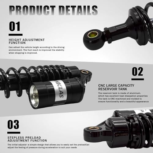 Pair 320mm motorcycle shocks Universal Motorcycle Rear Air Shock Absorbers BLACK
