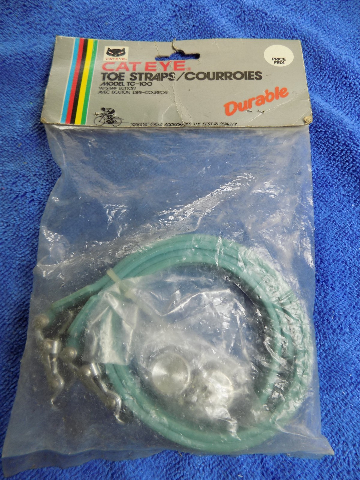 VINTAGE NEW IN PACKAGE CATEYE TSUYAMA TOE STRAPS W/BUTTONS TC-100 BLUE JAPAN