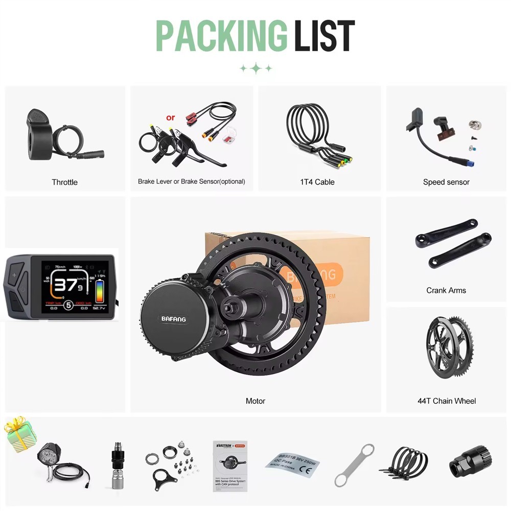 48V750W68-100mm BAFANG Mid Drive Motor Kit BBS02B Electric Bike Conversion Kits