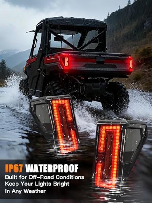 2 Pack UTV Tail Lights for Polaris Ranger 1000 (2020–2025) & Crew 1000 black