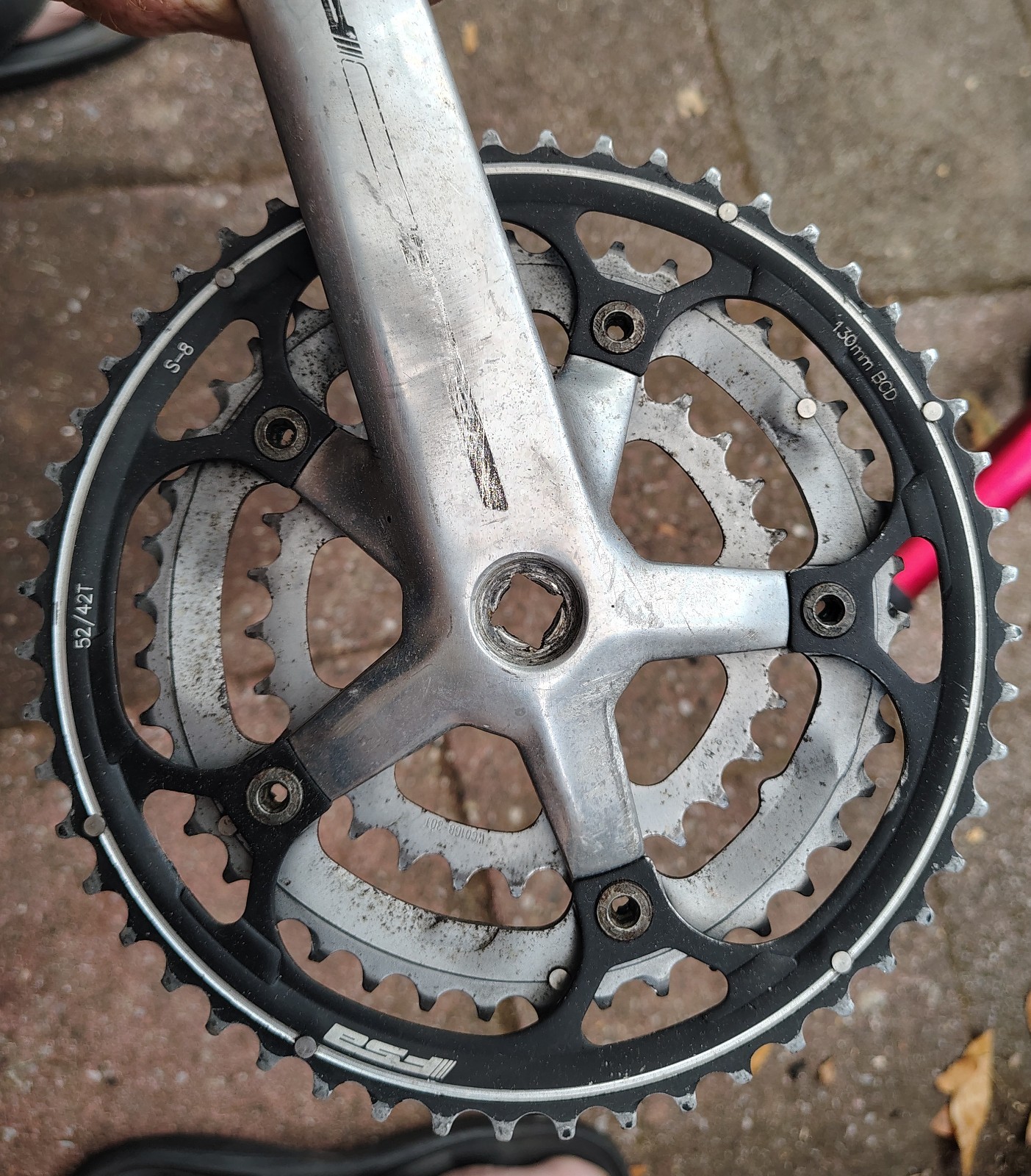 FSA Tempo Crankset Square Taper BCD 74/130 30/42/52 165mm + 68mm bottom bracket