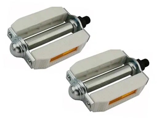507 Block PVC Pedals 1/2 White&Chrome, Lowrider Parts