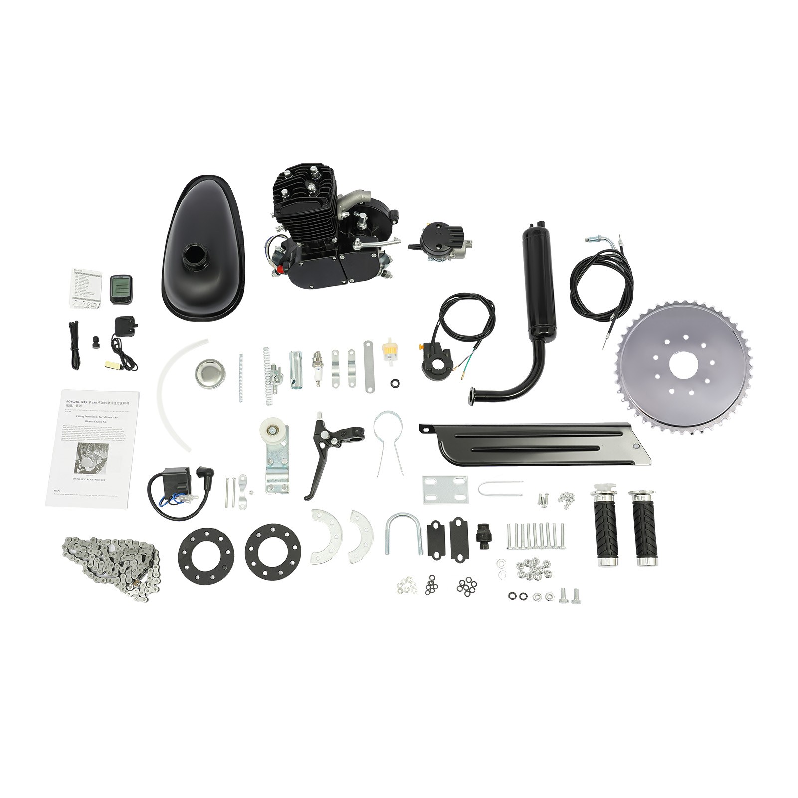 2 Stroke 80cc Petrol Engine Motor Kit Gas Motorized Bicycle Bike Double-cylinder