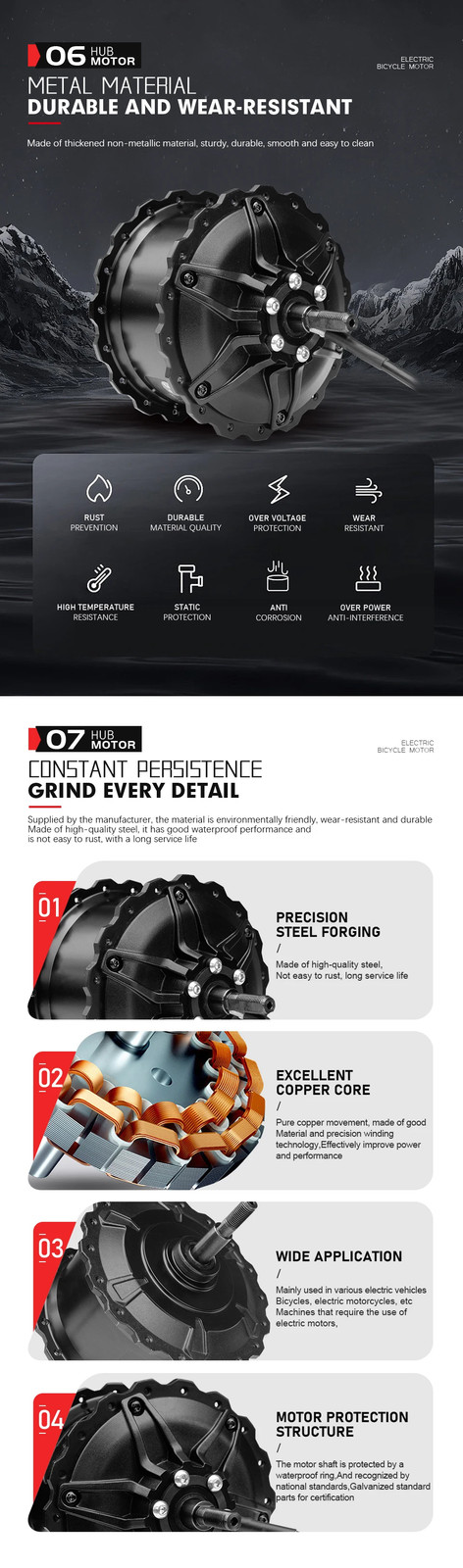 48V 750W 4.0Tyre Rear Hub Motor Wheel Drive Dropout 170-175mm for Snow Bike