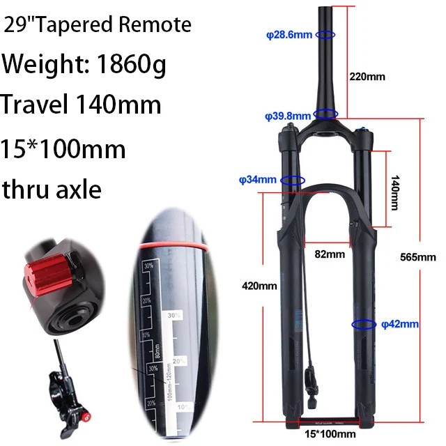 27.5/29inch Mountain Bike Thru Axle Rebound Adjustment Boost Suspension Air Fork
