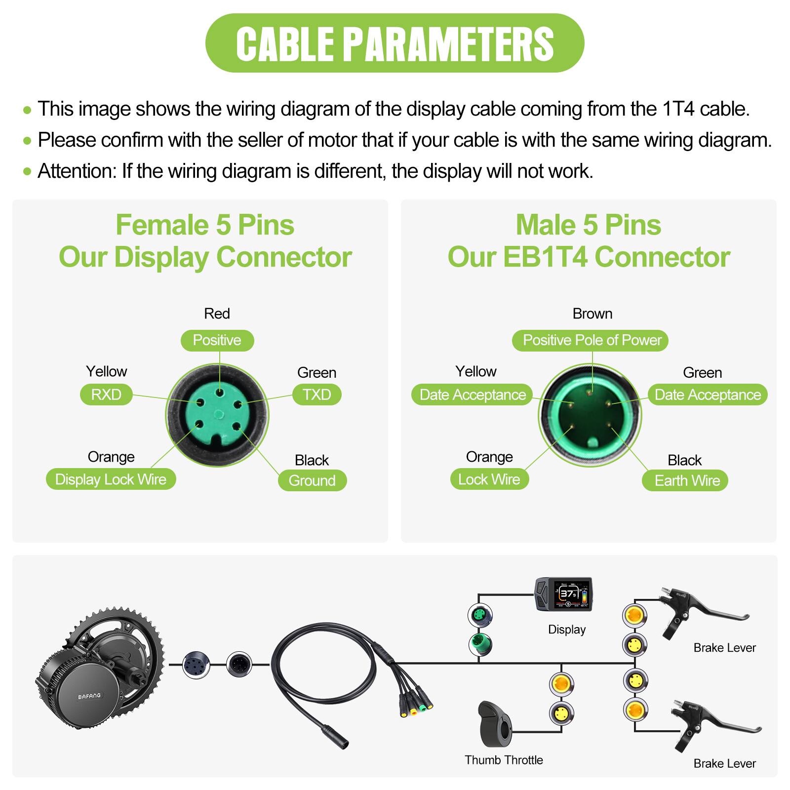 EKD01 Display Controller UART Protocol for Bafang Ebike BBS HD Motor 250W-1000W