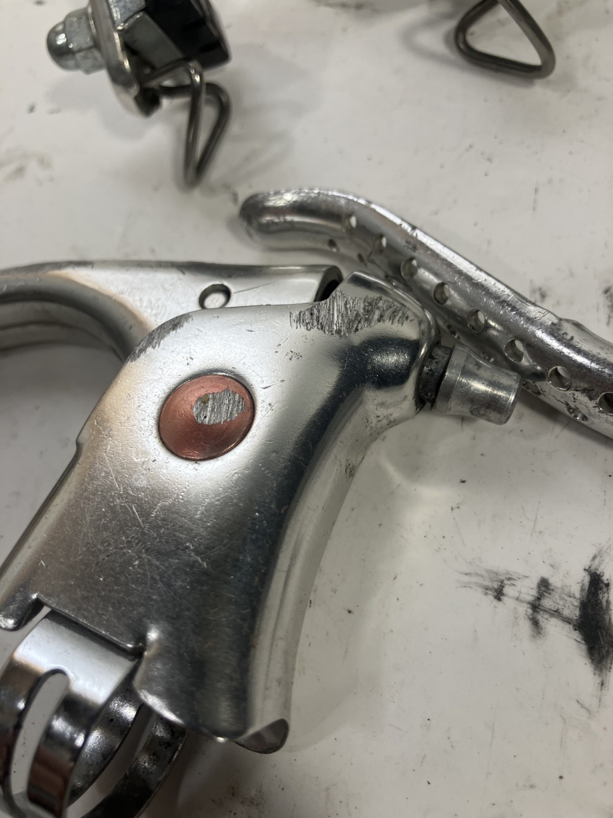 Vintage SHIMANO 600 Arabesque Brakes and Brake Levers Red Dot Drop Bar Drillium