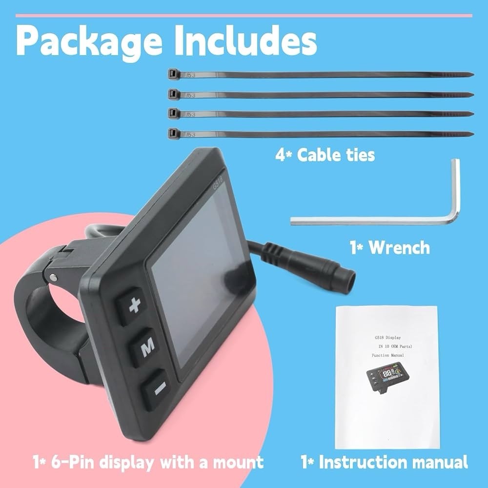6-Pin G518 LCD Display Screen For Yozma IN10 IN 10 Electric Dirt Bike E-Bike NEW