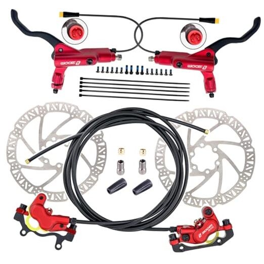 Zoom HB876E 2-PIN/3-PIN 4-Pistons E-Bike Electric Power Red & 2-PIN Connector