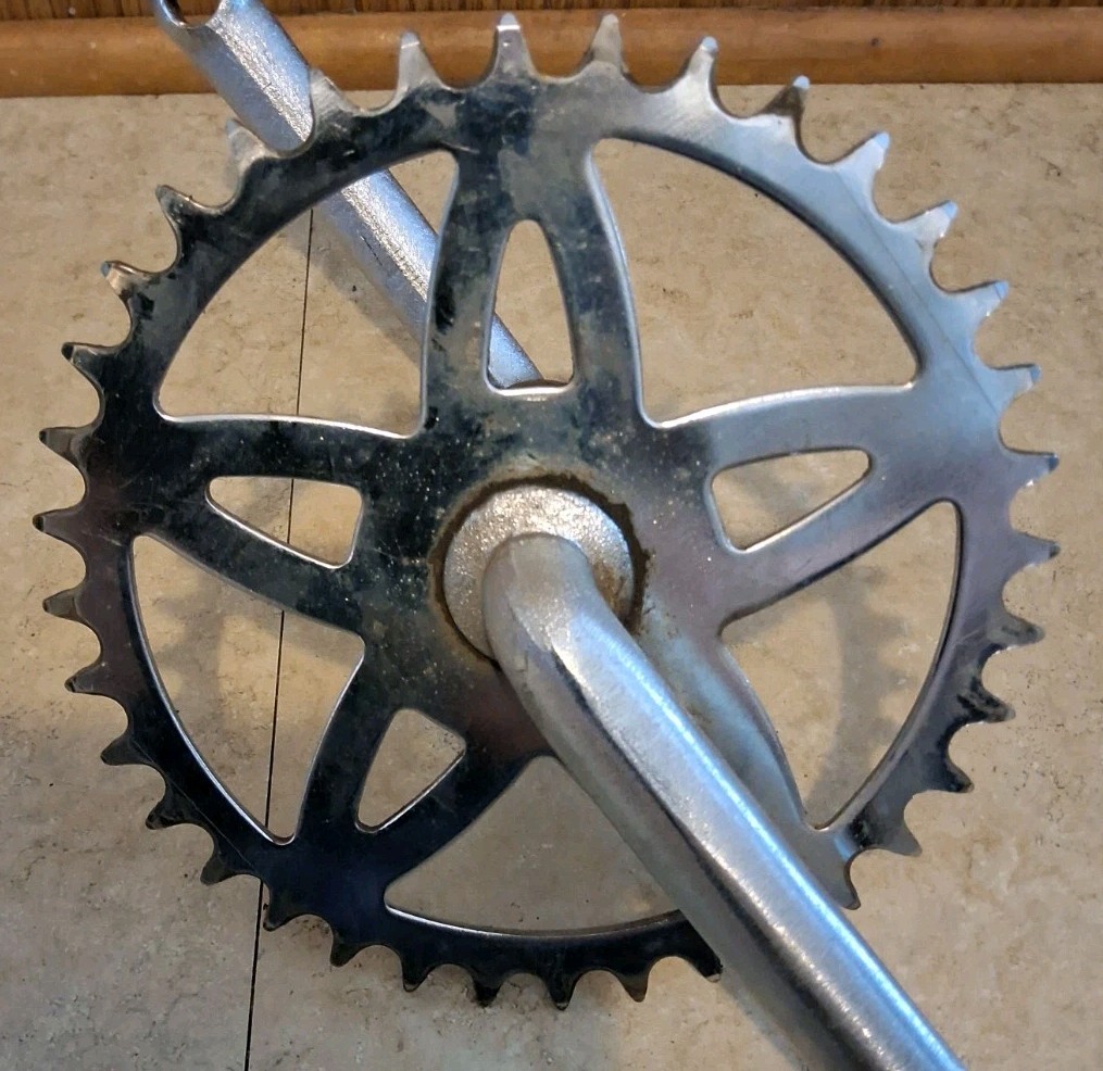 Vintage Steel Sprocket 36 Tooth With Crank Arms And Pedals Swinger Muscle Bike