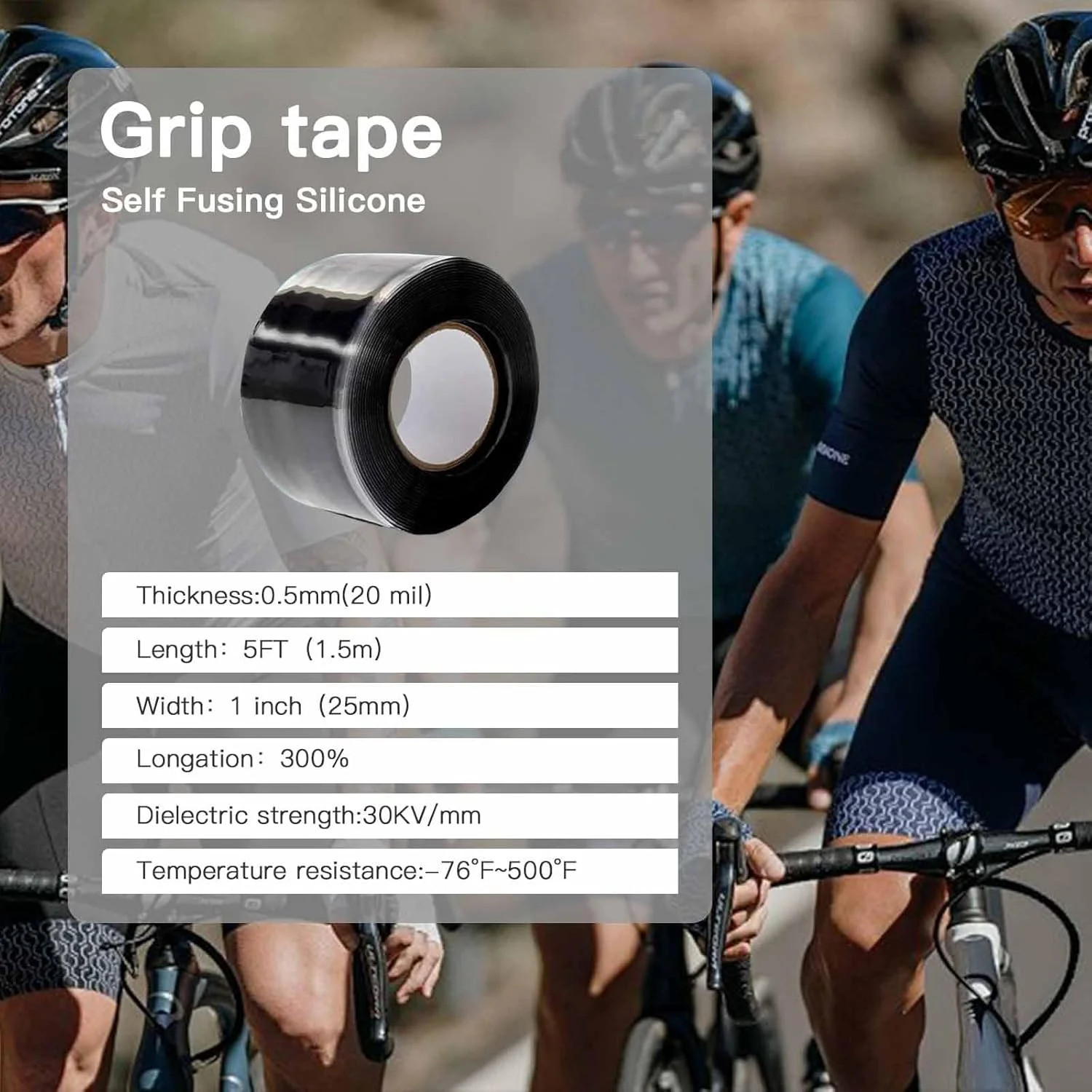 Self-Fusing Silicone Tape – No Adhesive Grip Tape for Bike Handlebar, Fishing Po