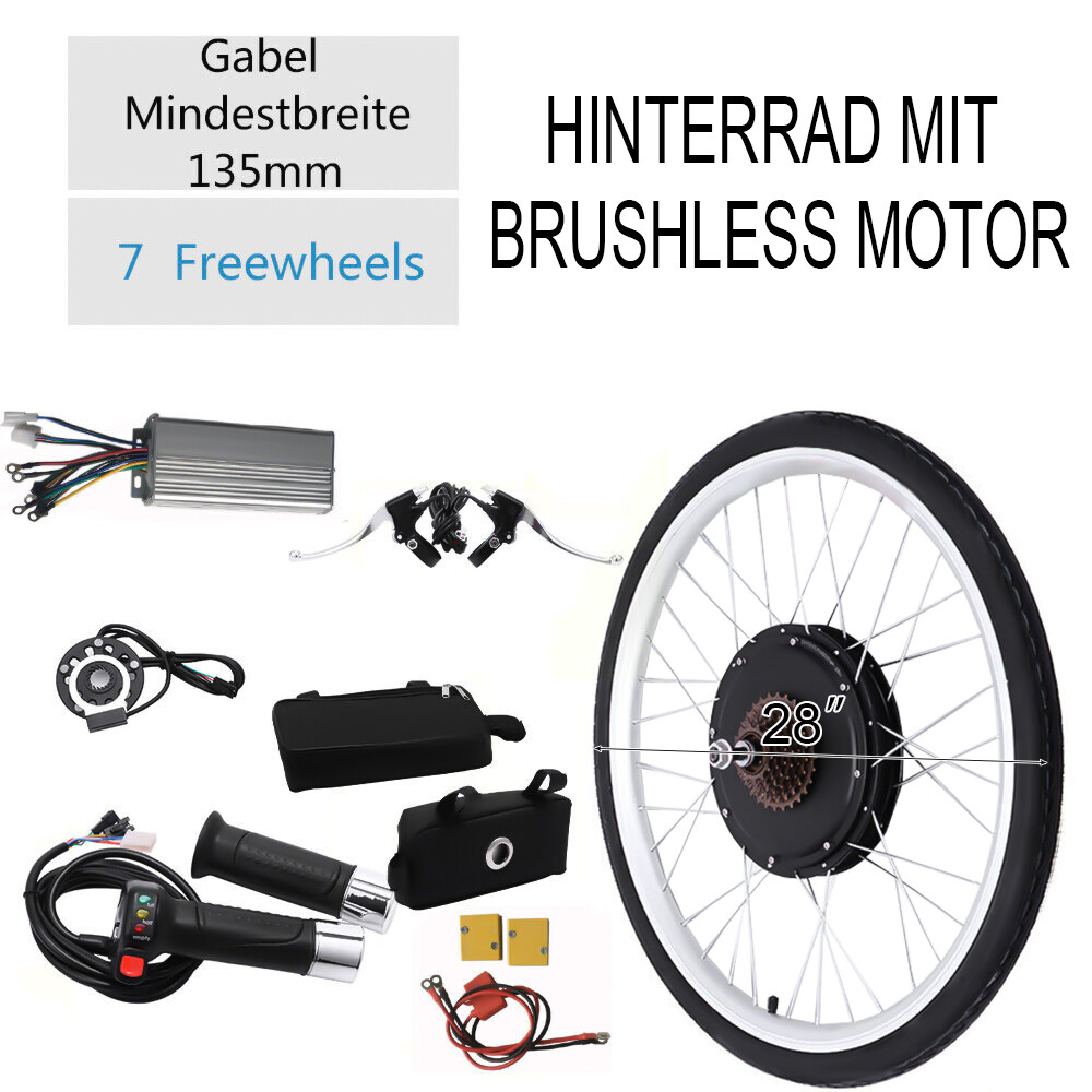 28″ 48V 1000W Electric Bicycle Motor Conversion Kit Rear Wheel E-Bike Hub Motor