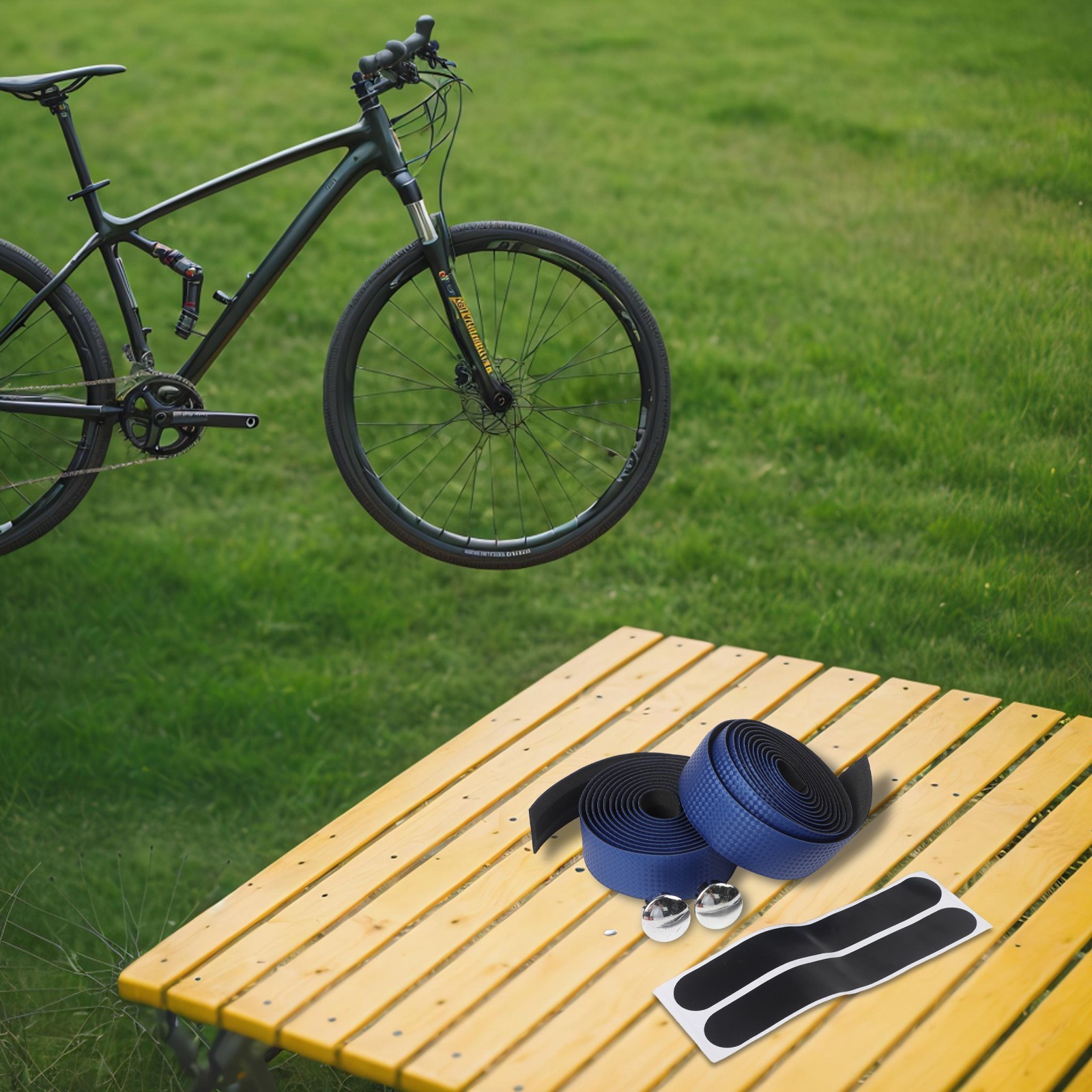 Carbon Fiber PU Leather Bike Handlebar Tape ?C Anti Slip Strap Belt Set