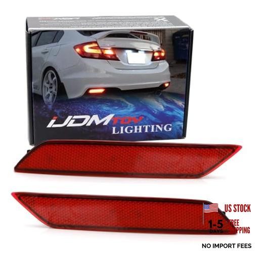 60-SMD LED Bumper Reflector Lights Compatible with Honda Red Lens 2013-2015