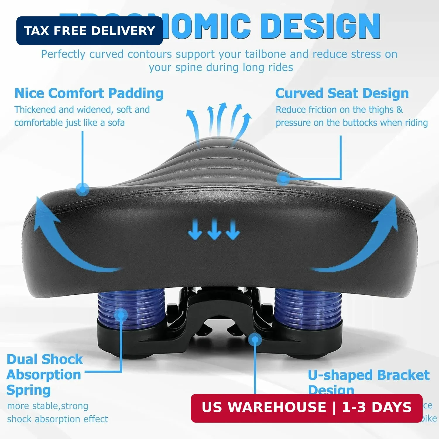 CDYWD New Noseless Bike Seat for Men Women Comfort Wide, Large Soft Padded Bicyc