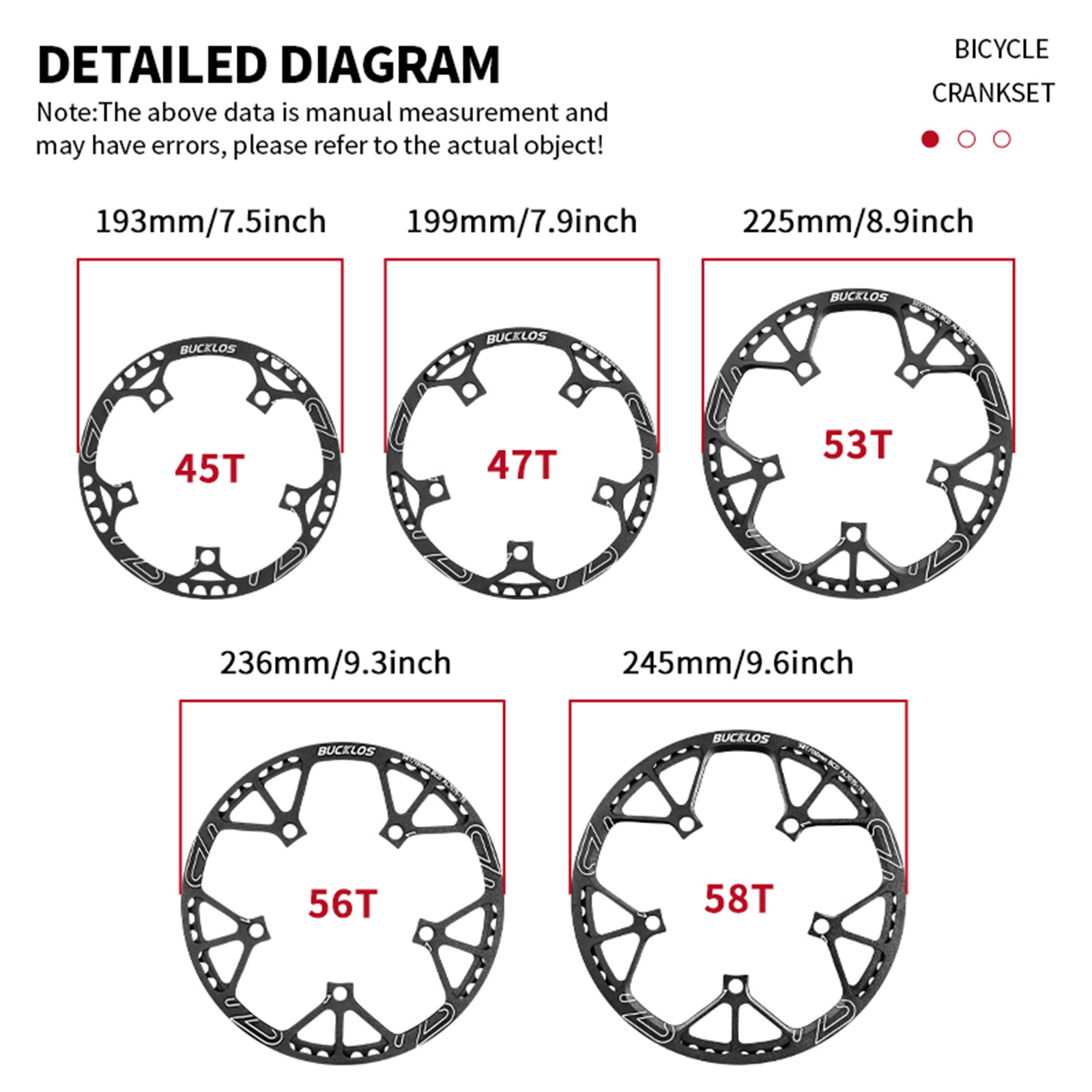 BUCKLOS 130BCD Folding Road Bike Chainring 45-58T Bicycle Chain Wheel Crankset