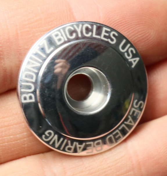 NEW Budnitz Bicycles Silver Alloy / Chrome Bike Headset Top Cap & Bolt 1 1/8″