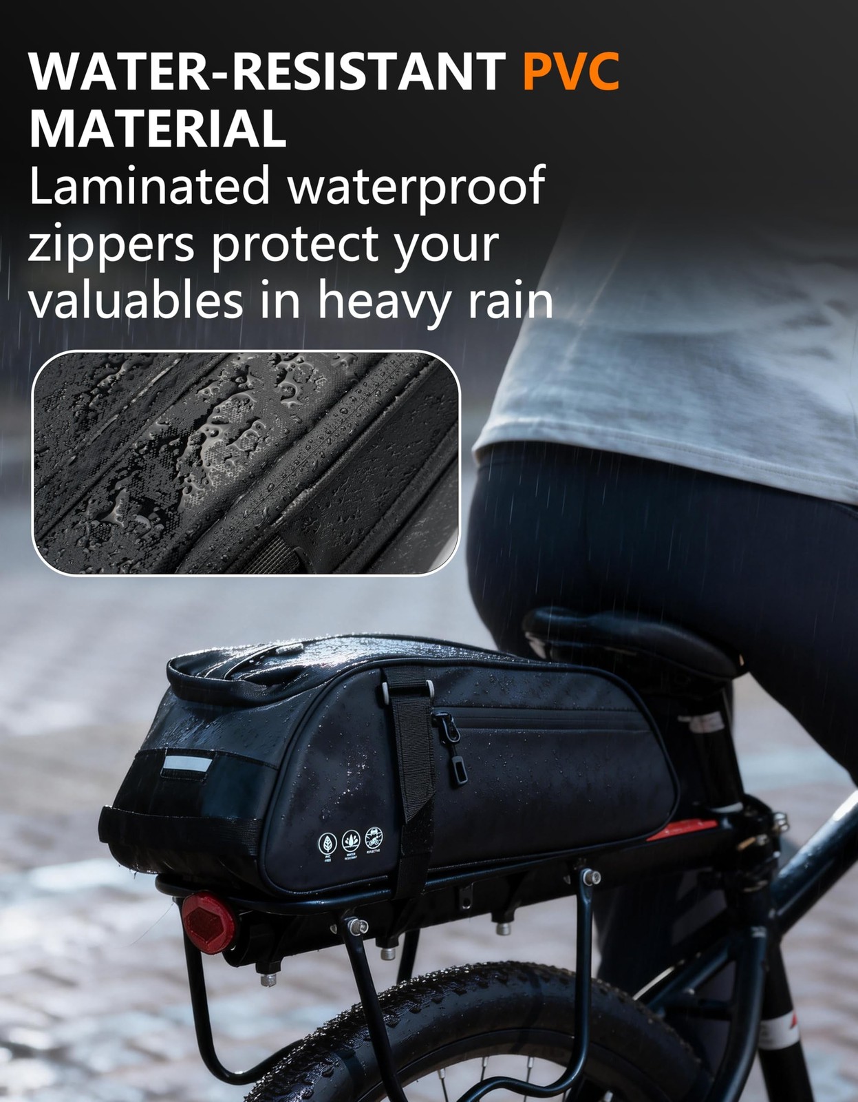 Bike Rack Bag, Reflective Waterproof Bike Bags for Bicycles Rear Rack, 8L Bik…
