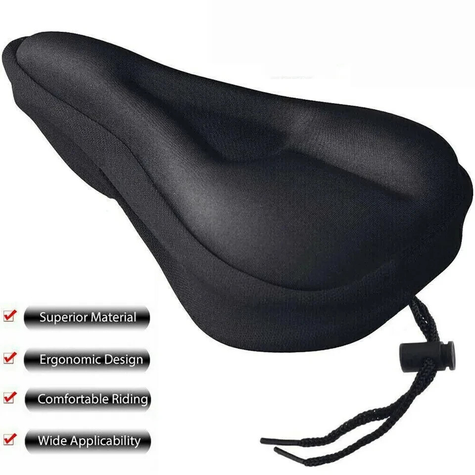 2 PCS Bike Wide Seat Cushion Cover Gel Soft Padded Mountain Bicycle Saddle Cover
