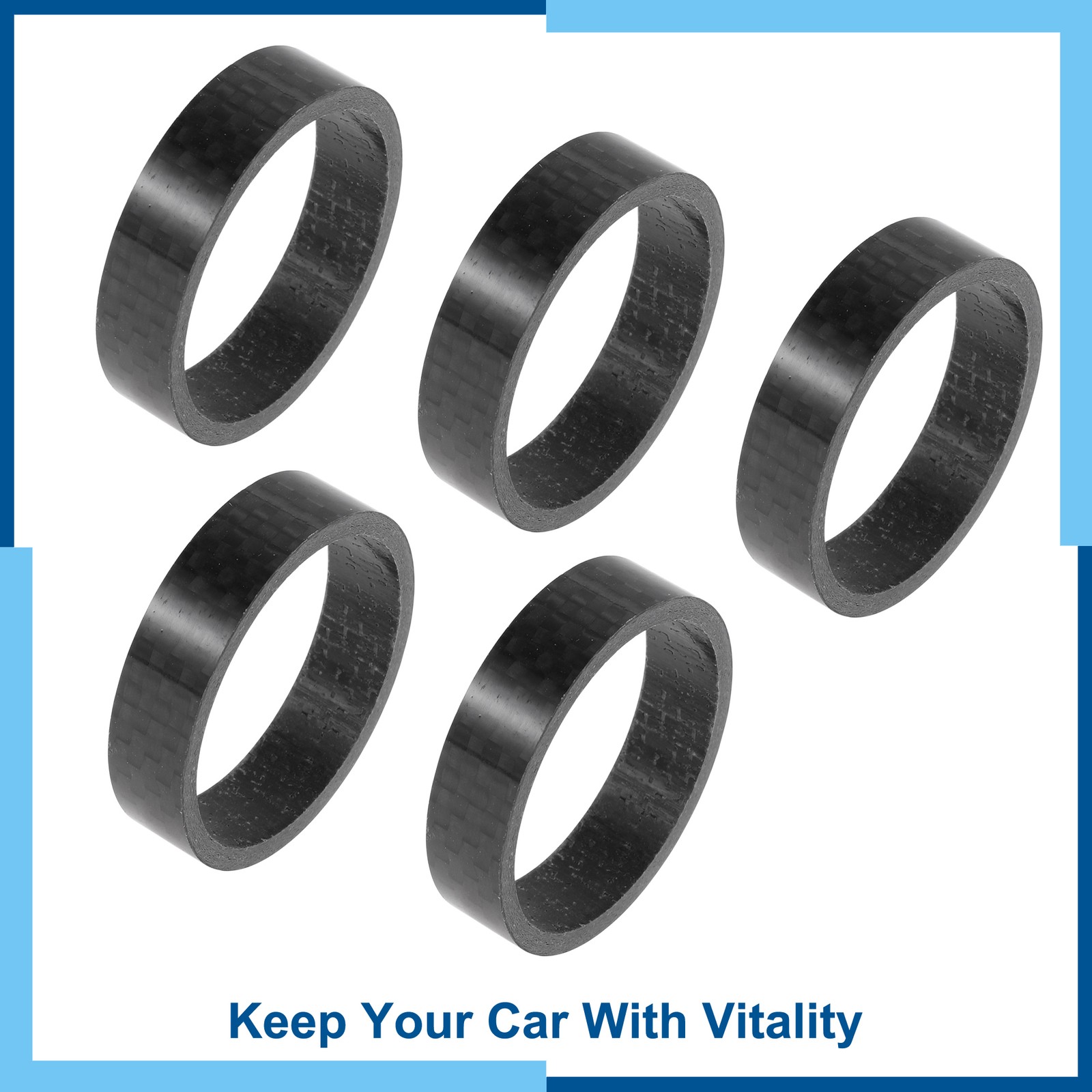 Bicycle Headset Spacers 10mm 31.8mm 1-1/4″ Carbon Fiber Gloss Black