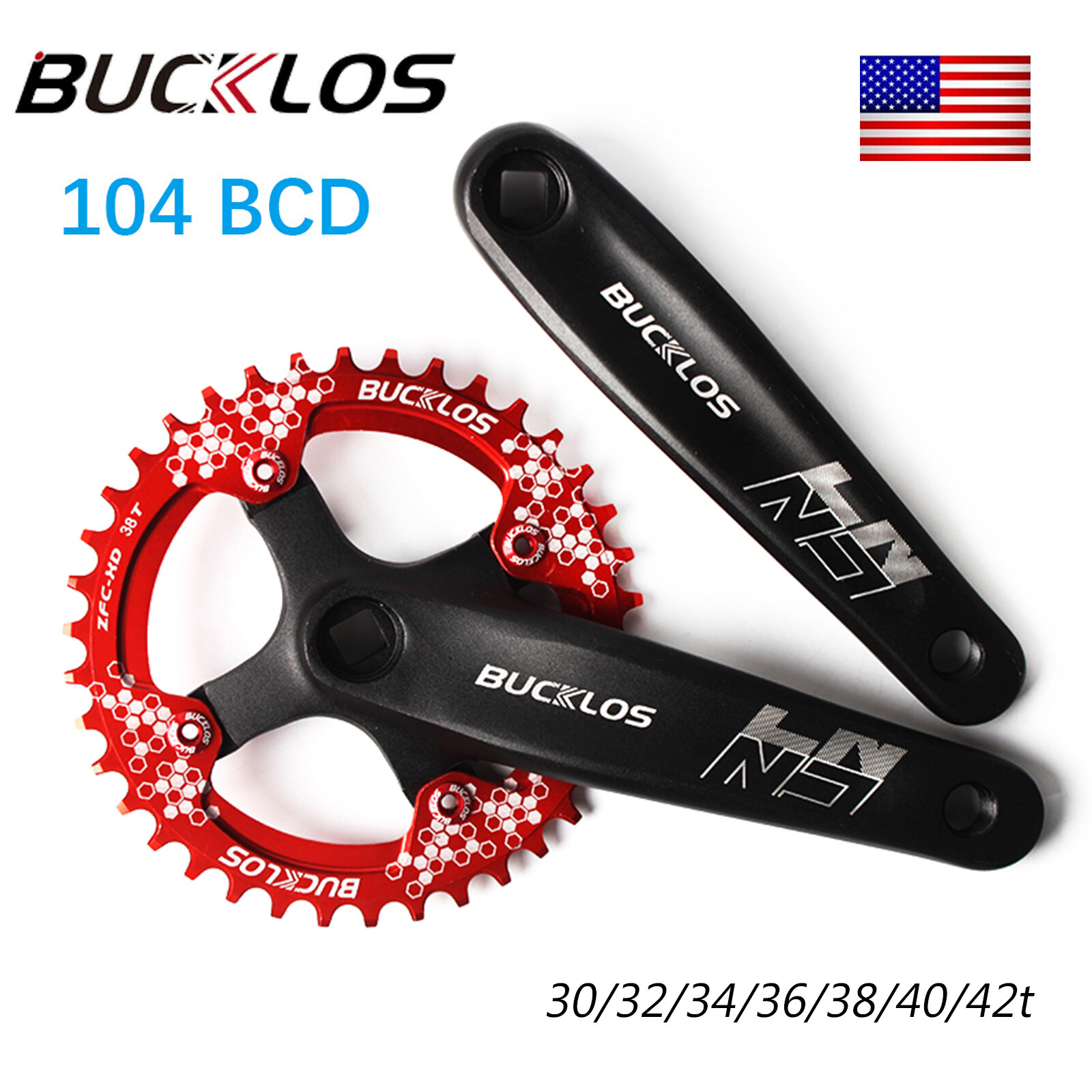 MTB Road Bike Crankset 104BCD 170mm Crank Bicycle Chainring 30-42T Narrow Wide