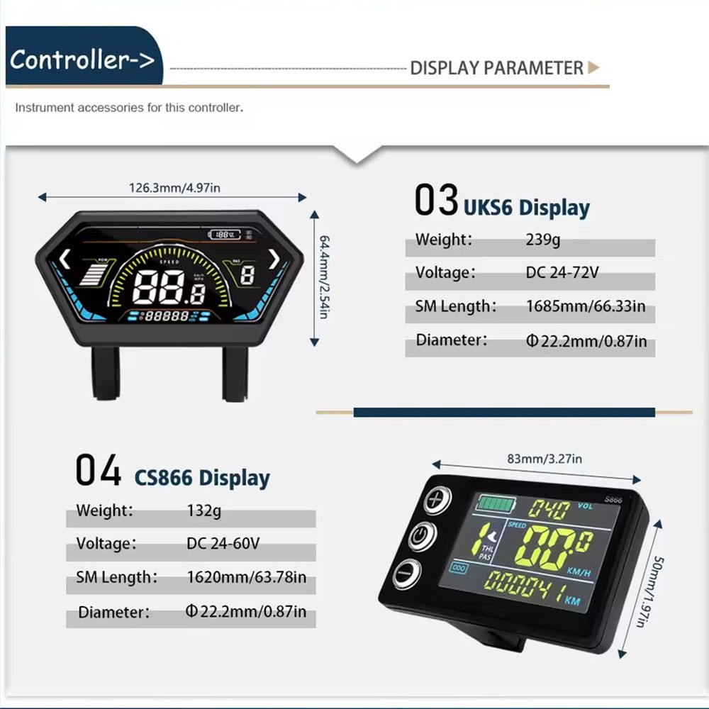 36V-52V Sine Wave Ebike Controller Kit – LCD Display + PAS Sensor