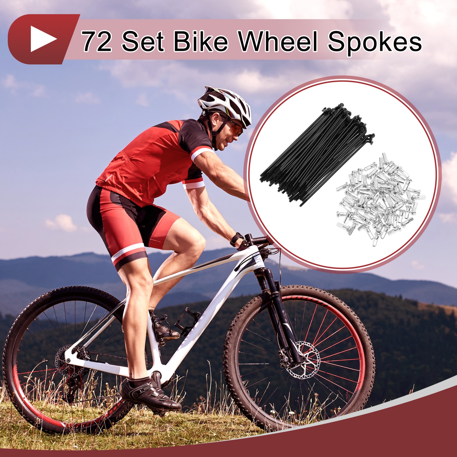 72 Set 14G Bicycle Spokes 89mm Bike Wheel Spokes Carbon Steel Black