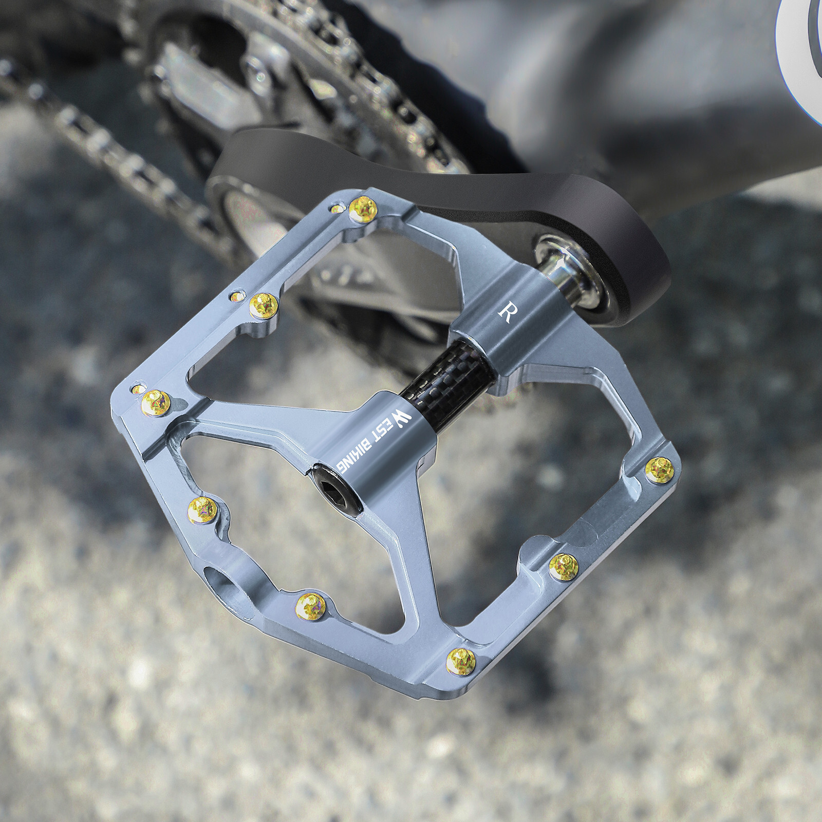 WEST BIKING Carbon Fiber Axle 3 Bearings MTB Road Bike Bicycle Pedals Titanium