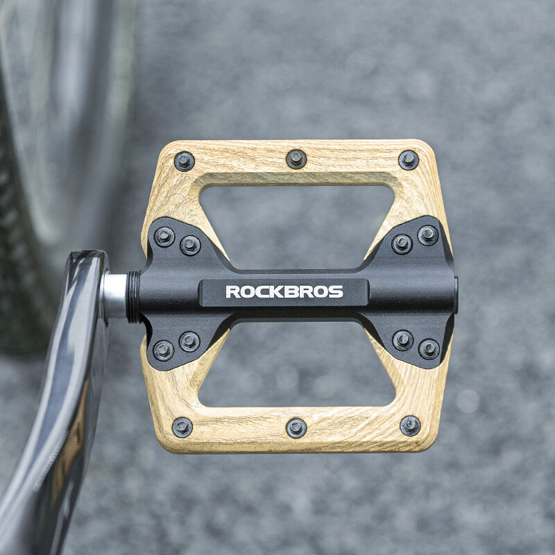 ROCKBROS Aluminum Nylon Bike Pedals Wood Grain Bearing Anti-Slip Bicycle Pedals