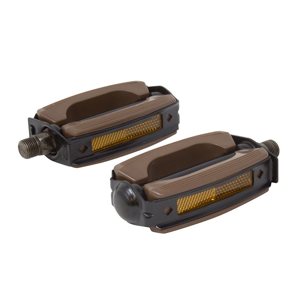 Classic Vintage Bow Style Bicycle Pedal Krate Rubber Pedals 9/16″ Brown/Black